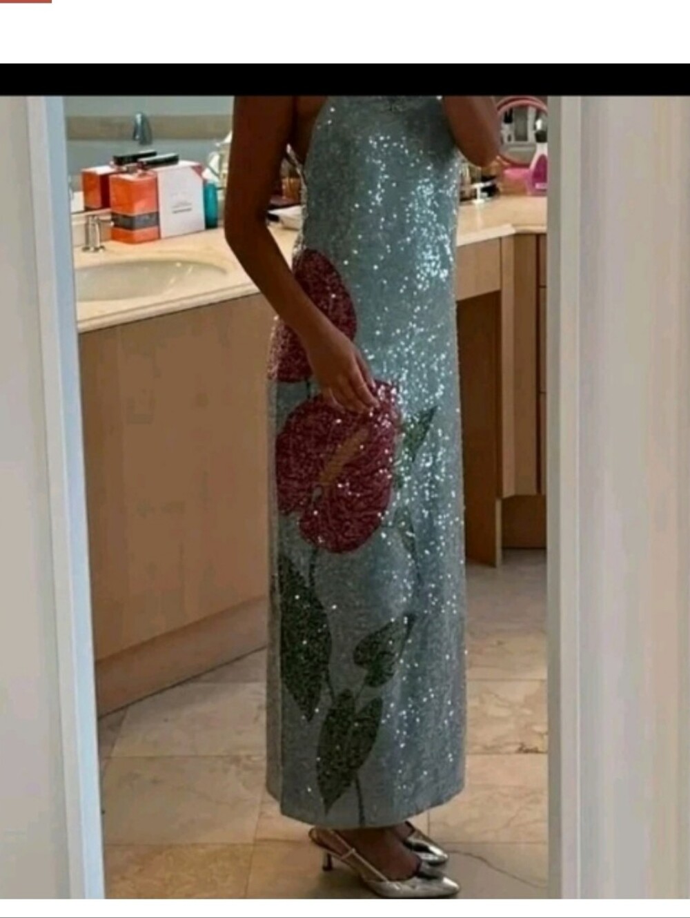 FARM Rio Blue Floral Sequin Maxidress - Picture 3 of 5